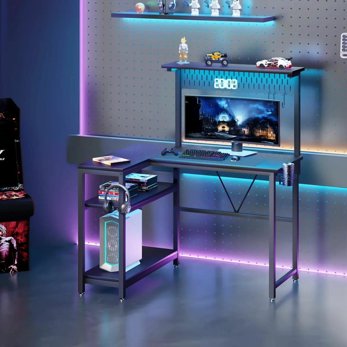 L-Shaped Gaming Desk PegboardReversible Corner 2-L - Image 4