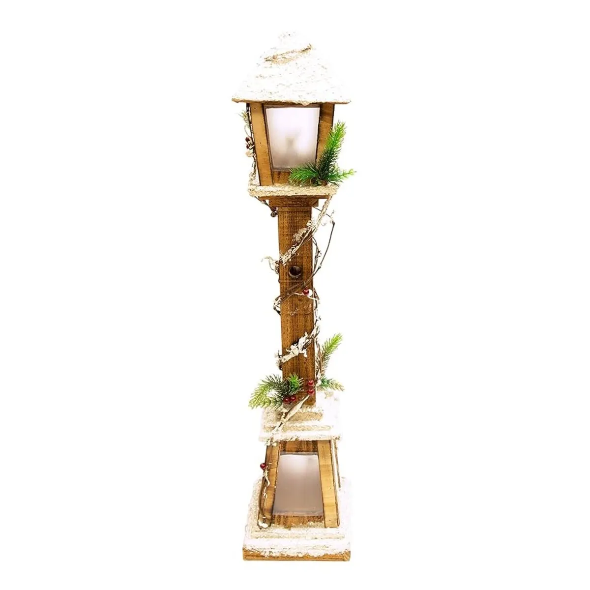Snow Topped Wooden Lamppost Christmas Decoration - Image 4