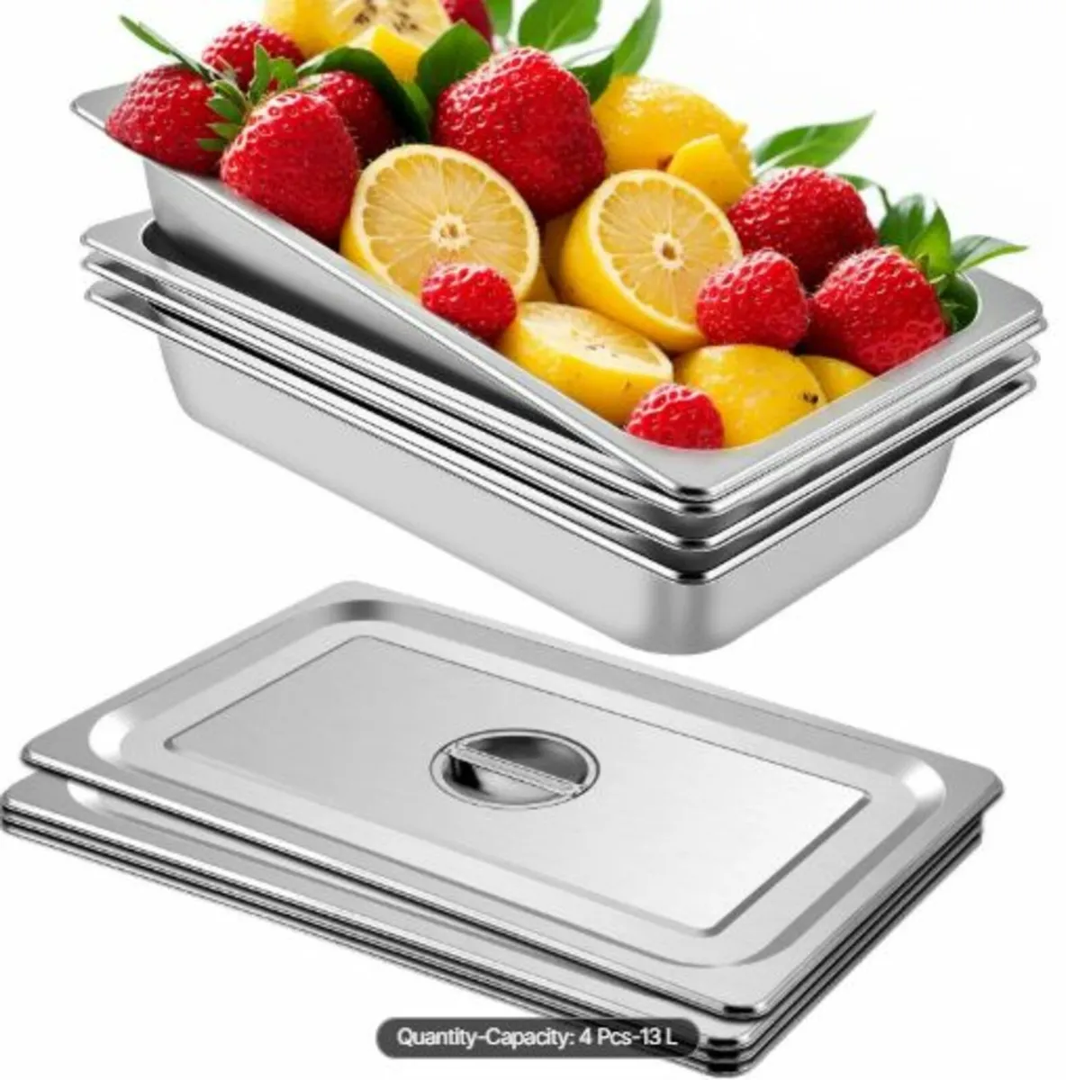 4 Pack Steam Table Pans 20.9 x 12.8 x3.9 Inch Deep - Image 1