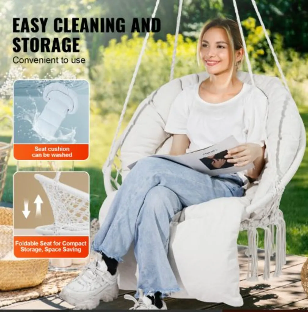 Hanging Hammock Swing Chair, 330 Lbs Capacity, - Image 3