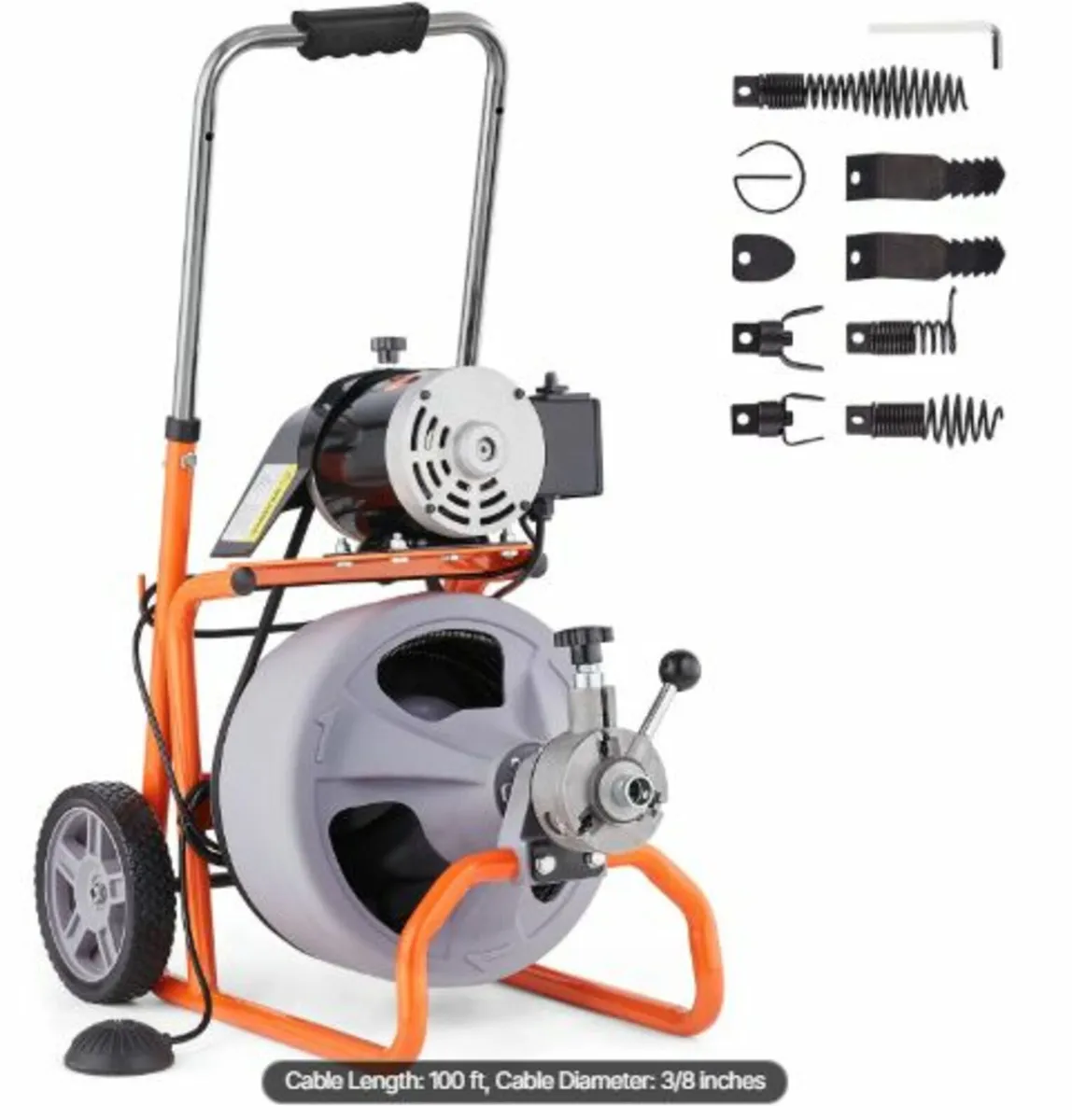 Drain Cleaner Machine 30.5m x 9.5mm Auto Feed - Image 1