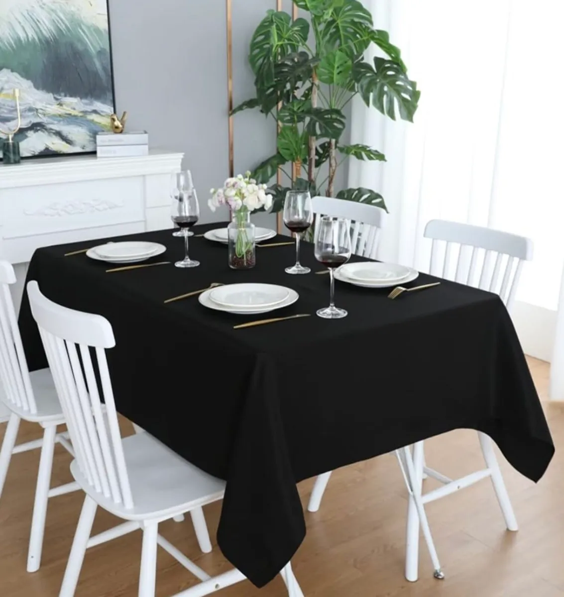 52 x 70-inch linen look tablecloth, table cover - Image 2