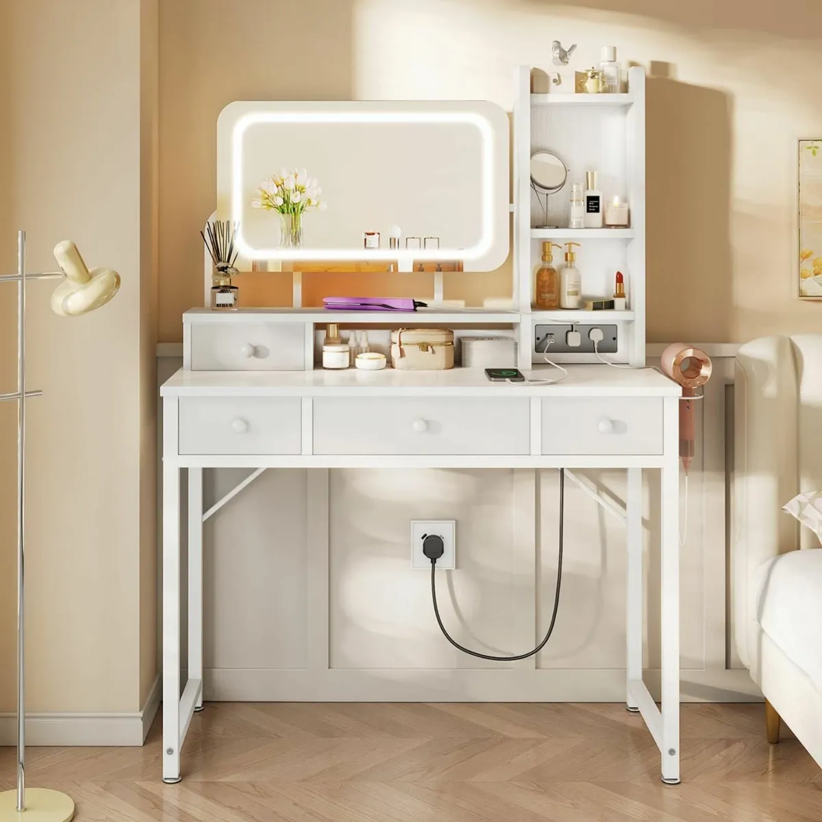 Dressing Table Adjustable LED Mirror Vanity Desk 4 - Image 1