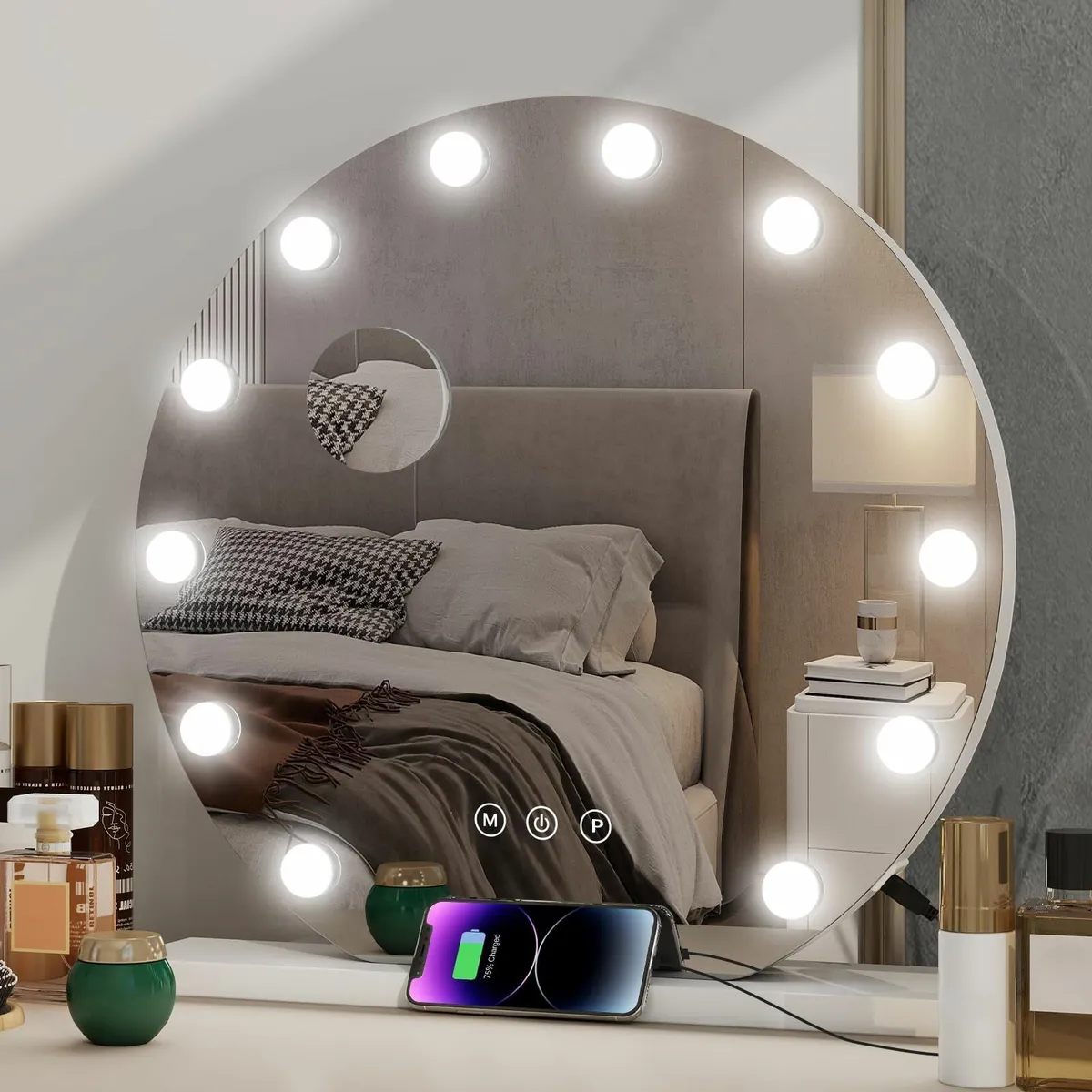 Hollywood Round Vanity Mirror Light 50cm Dressing - Image 1
