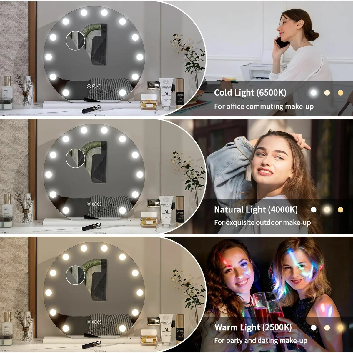 Hollywood Round Vanity Mirror Light 50cm Dressing - Image 4