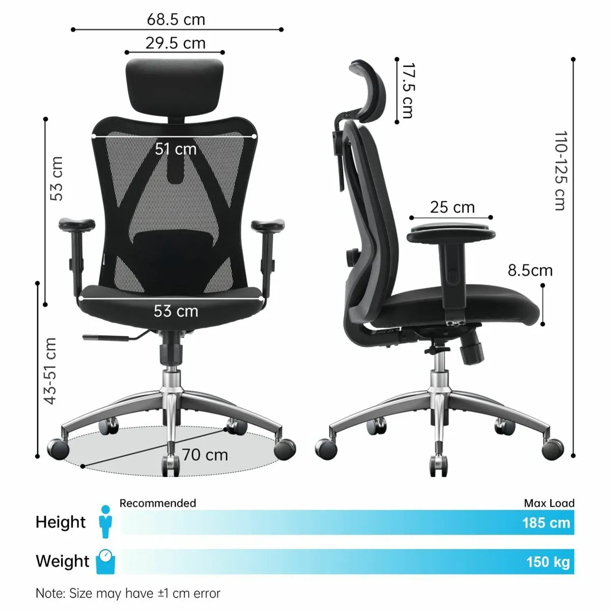 Office Desk Chair Ergonomic Computer Adjustable He - Image 3