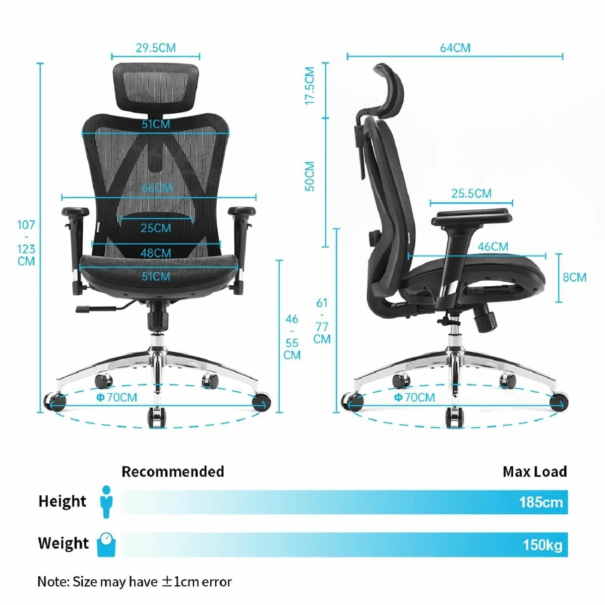 Ergonomic Office Chair Mesh Desk Adjustable Lumbar - Image 3
