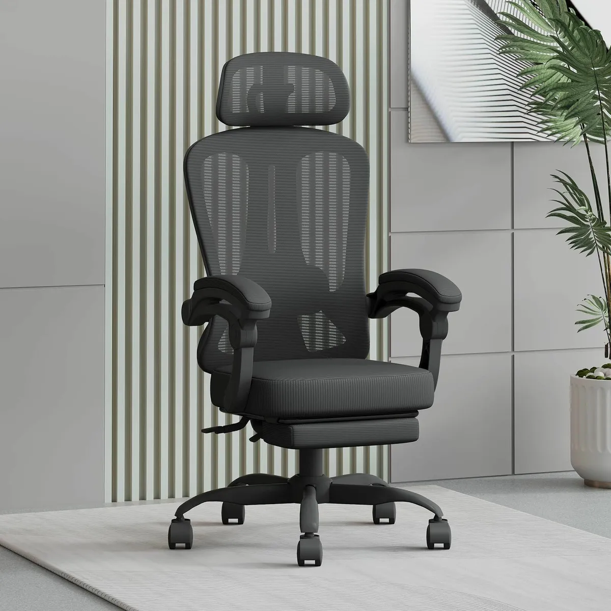 HapGIFT Office Chair Ergonomic Footrest Mesh Compu - Image 1
