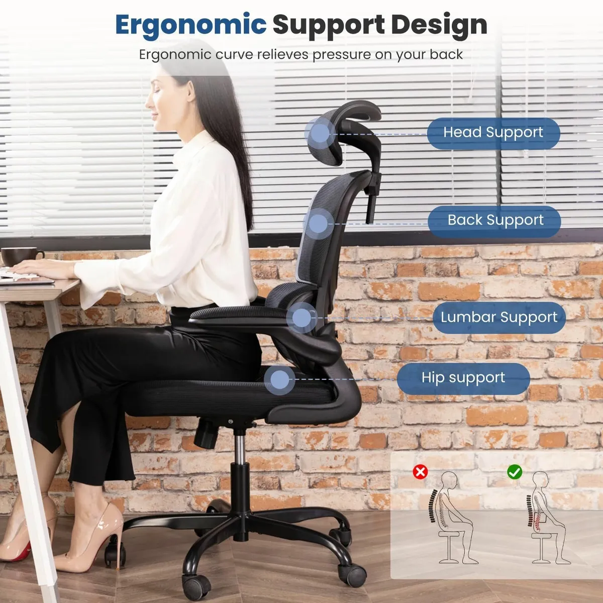 Ergonomic Office Chair Mesh Desk Lumbar Support an - Image 3