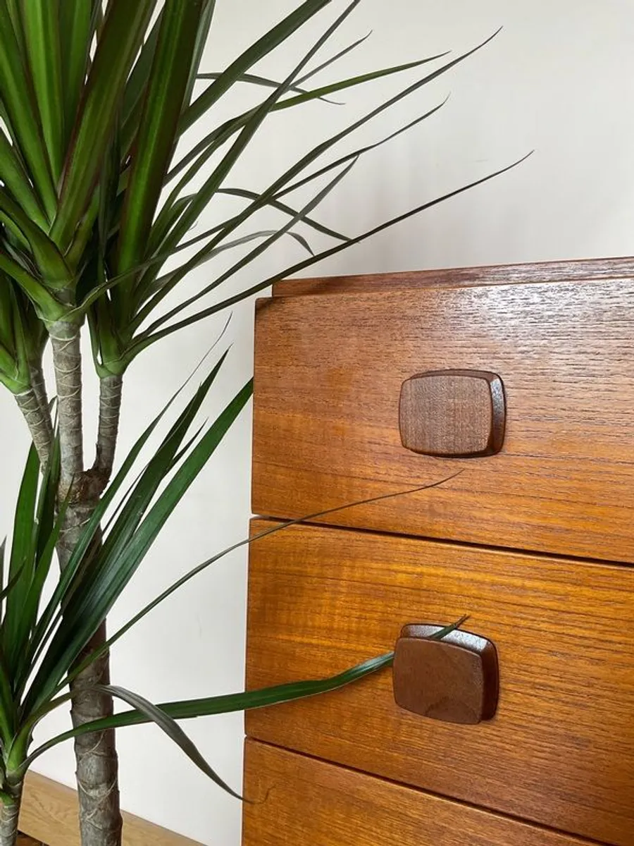 Mid century tall boy drawers chest vintage - Image 2
