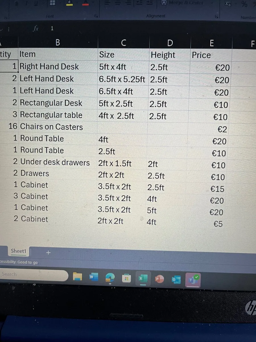 Desk/Table/Chair/Cabinet/Drawers - Image 2