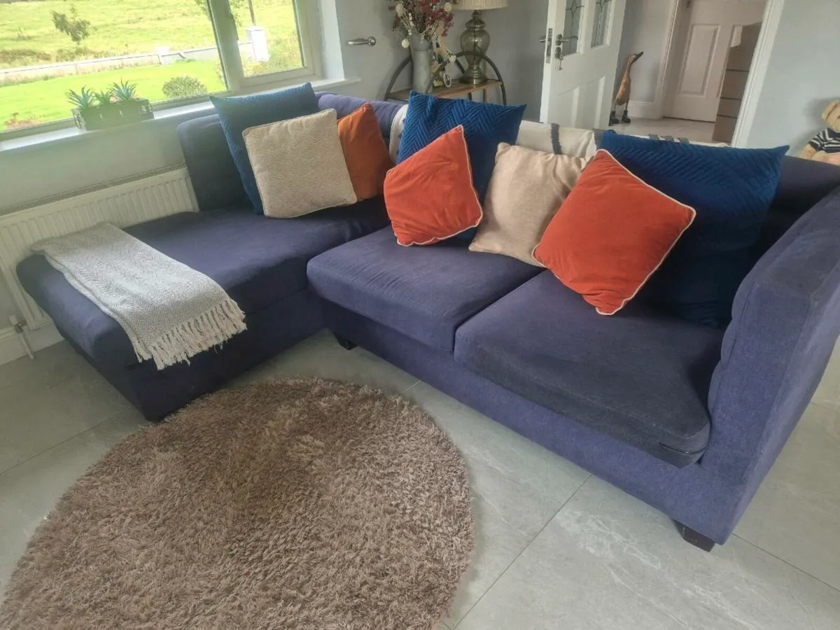 L Shaped navy couch - Image 1