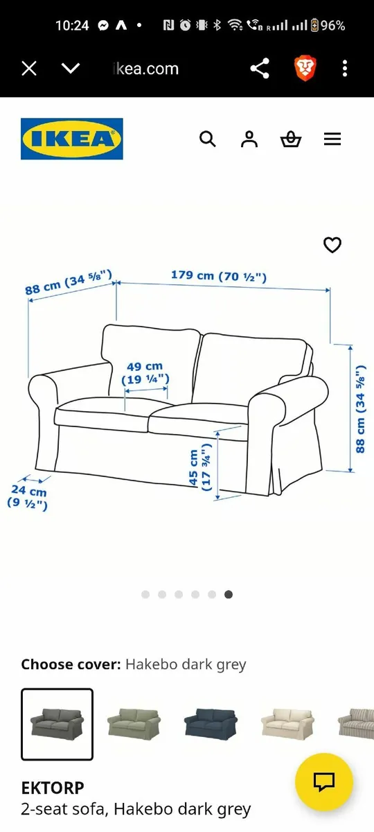 EKTORP 2-seat sofa, Hakebo dark grey - Image 1