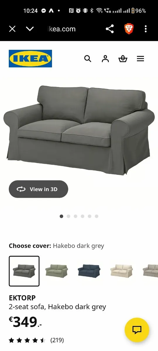 EKTORP 2-seat sofa, Hakebo dark grey - Image 3