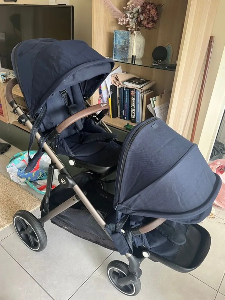Cybex gazelle double with two seats and a carry cot & shopping basket - Image 2