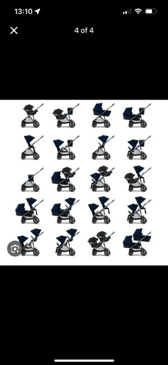 Cybex gazelle double with two seats and a carry cot & shopping basket - Image 3