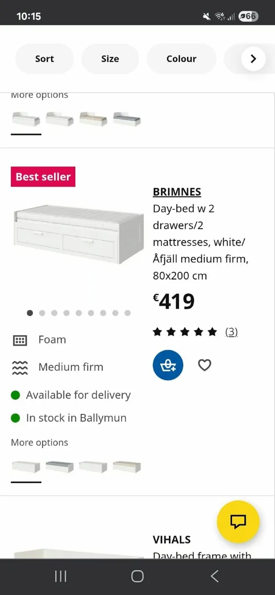 Ikea Day Bed w/ 2 drawer & 2 Mattress