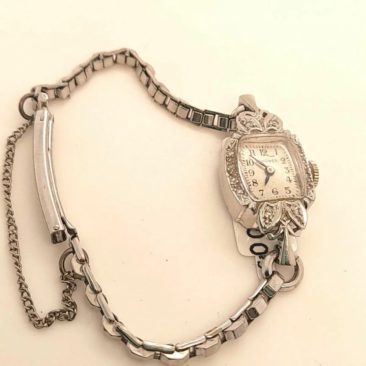 Vintage  Longines White Gold and Diamonds Watch - Image 2