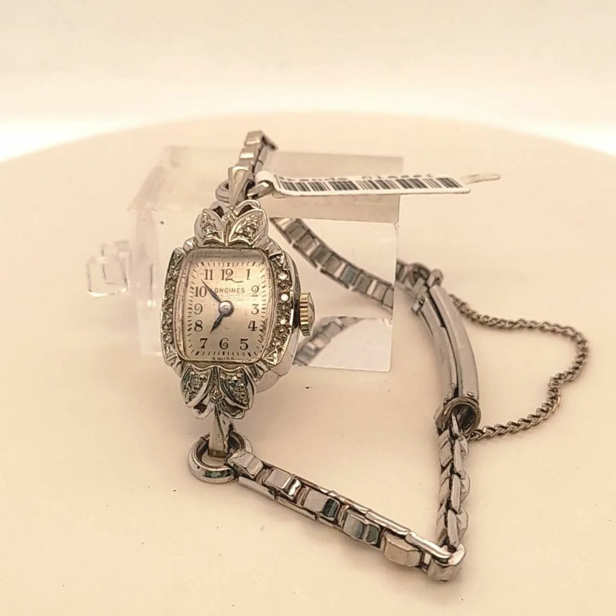Vintage  Longines White Gold and Diamonds Watch - Image 3
