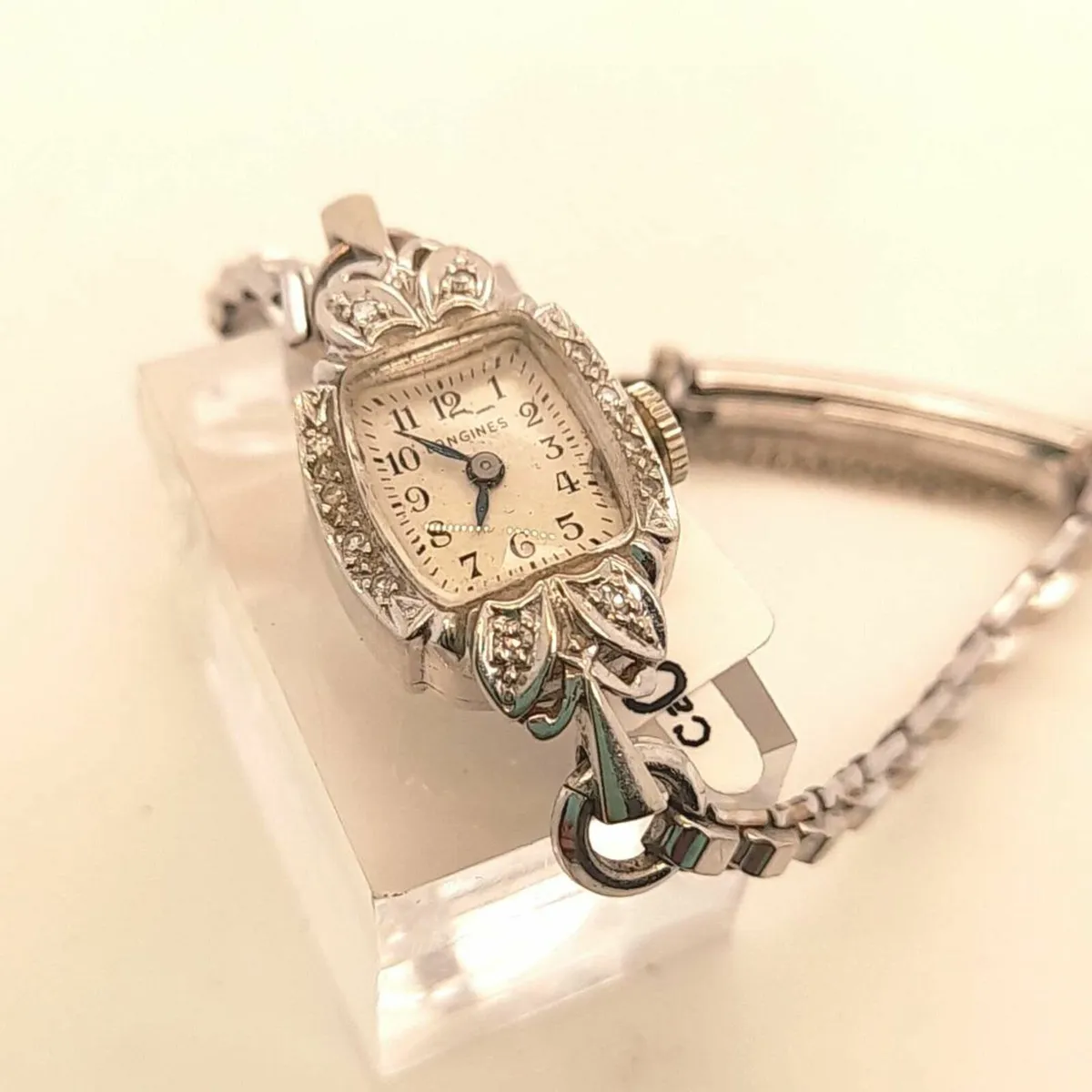 Vintage  Longines White Gold and Diamonds Watch - Image 1