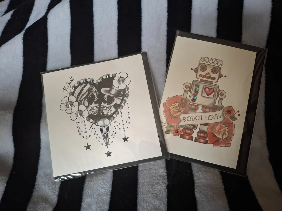 Alternative tattoo style gothic Wedding  cards - Image 1