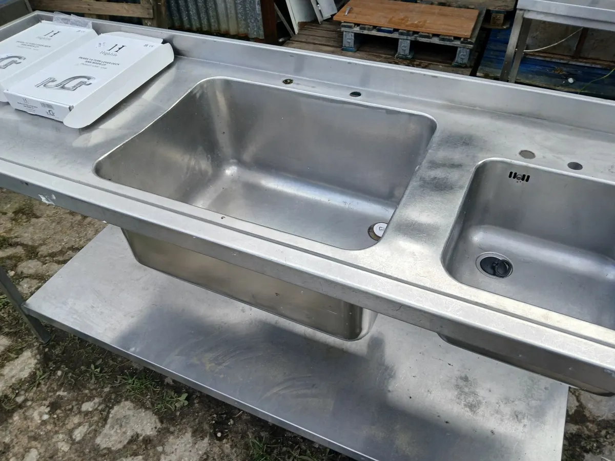 Staneless steel cabbinet double sink unit complete - Image 1
