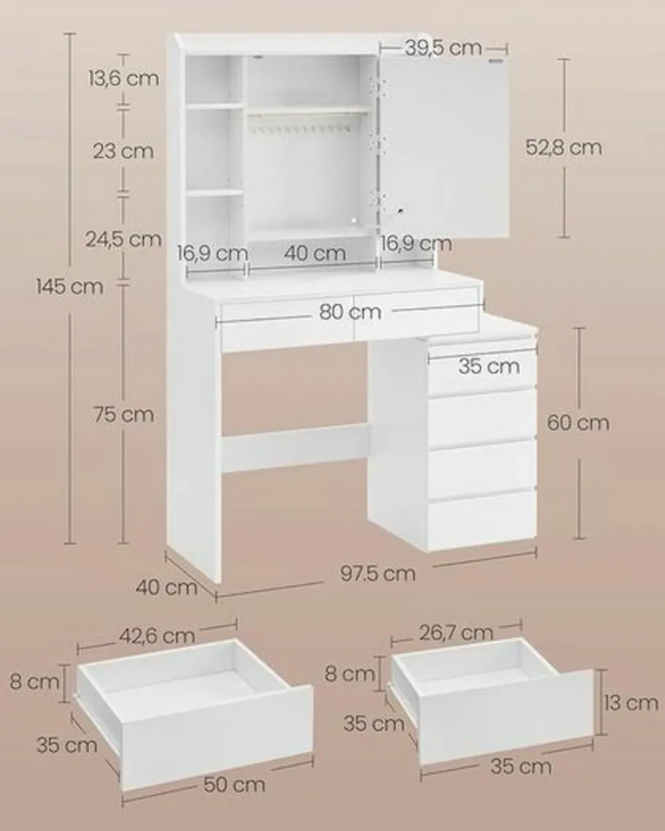 Dressing table with LED mirror lighting dressing t - Image 3