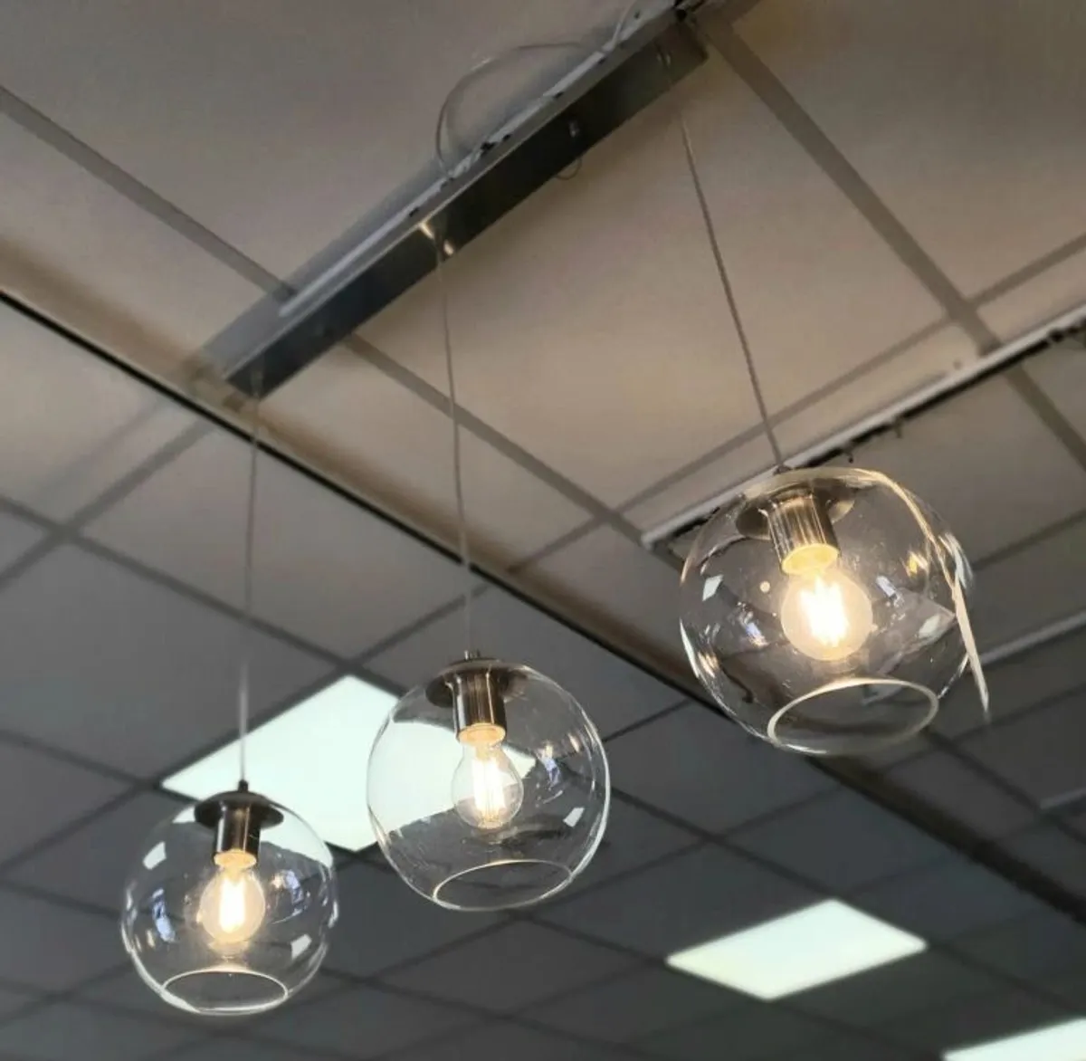 kitchen light- 3 chrome globe lights - Image 2
