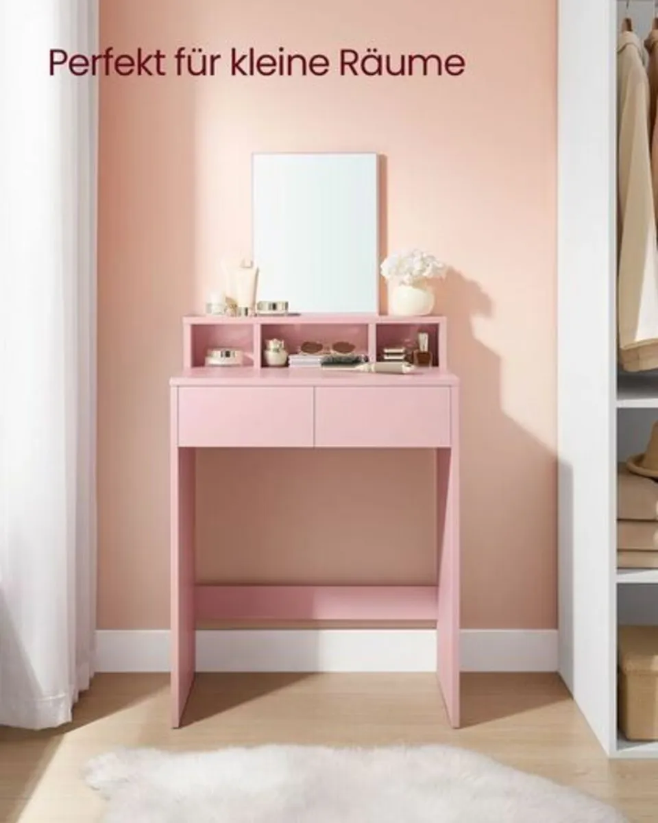 Dressing Table with Mirror  Pastel Pink or White - Image 4