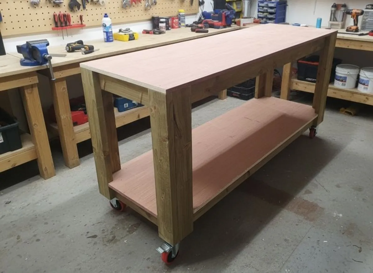 Heavy Duty Workbench on Wheels - Solid and Ready to Use - Image 1