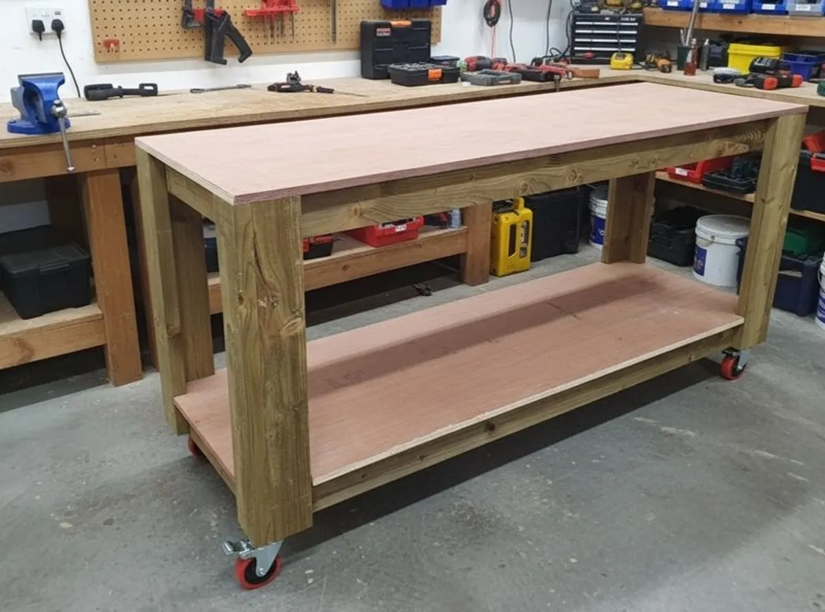 Heavy Duty Workbench on Wheels - Solid and Ready to Use - Image 2