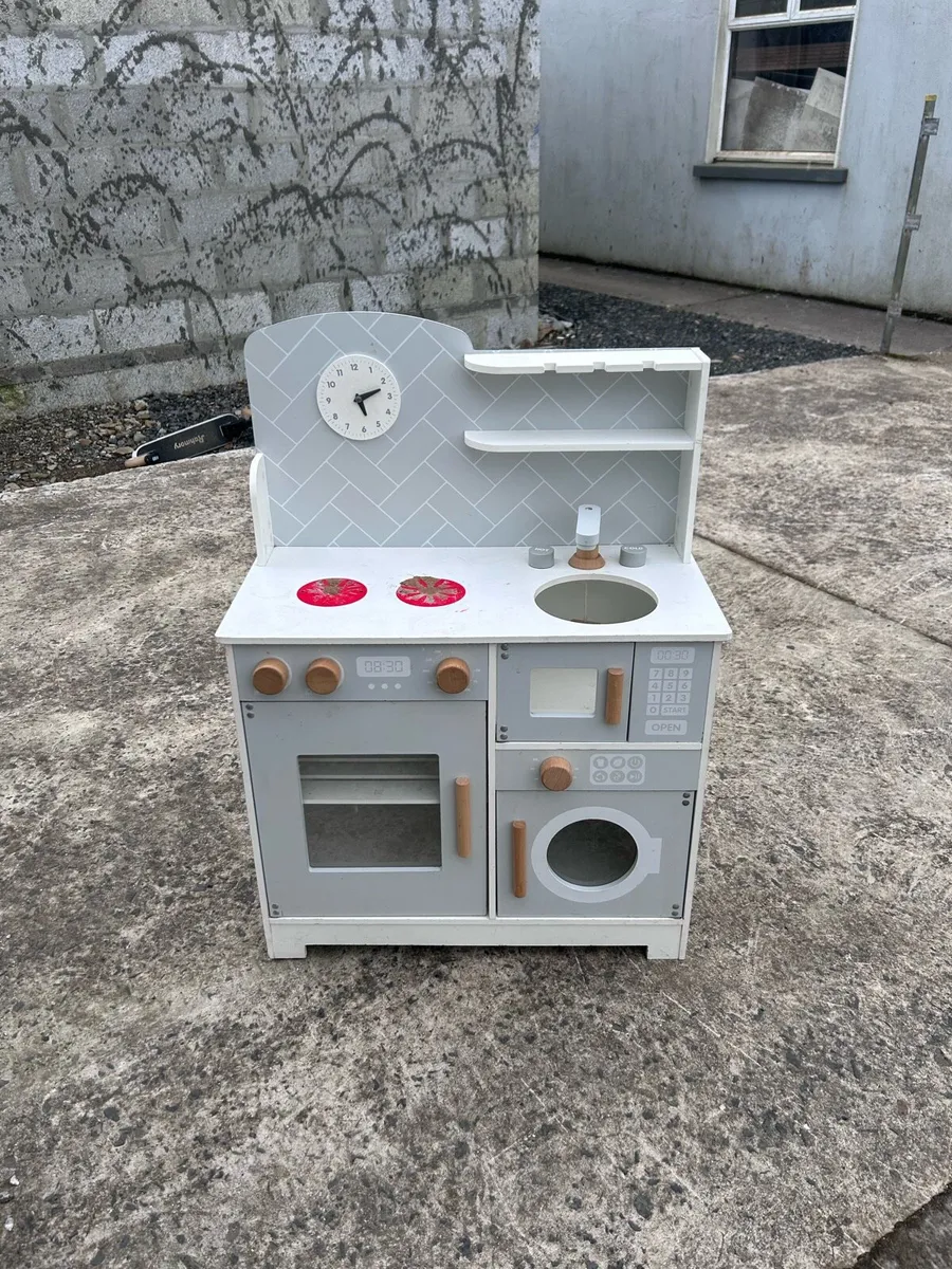 Wooden Kids Play Kitchen Set Oven, Sink & Stove - Image 1