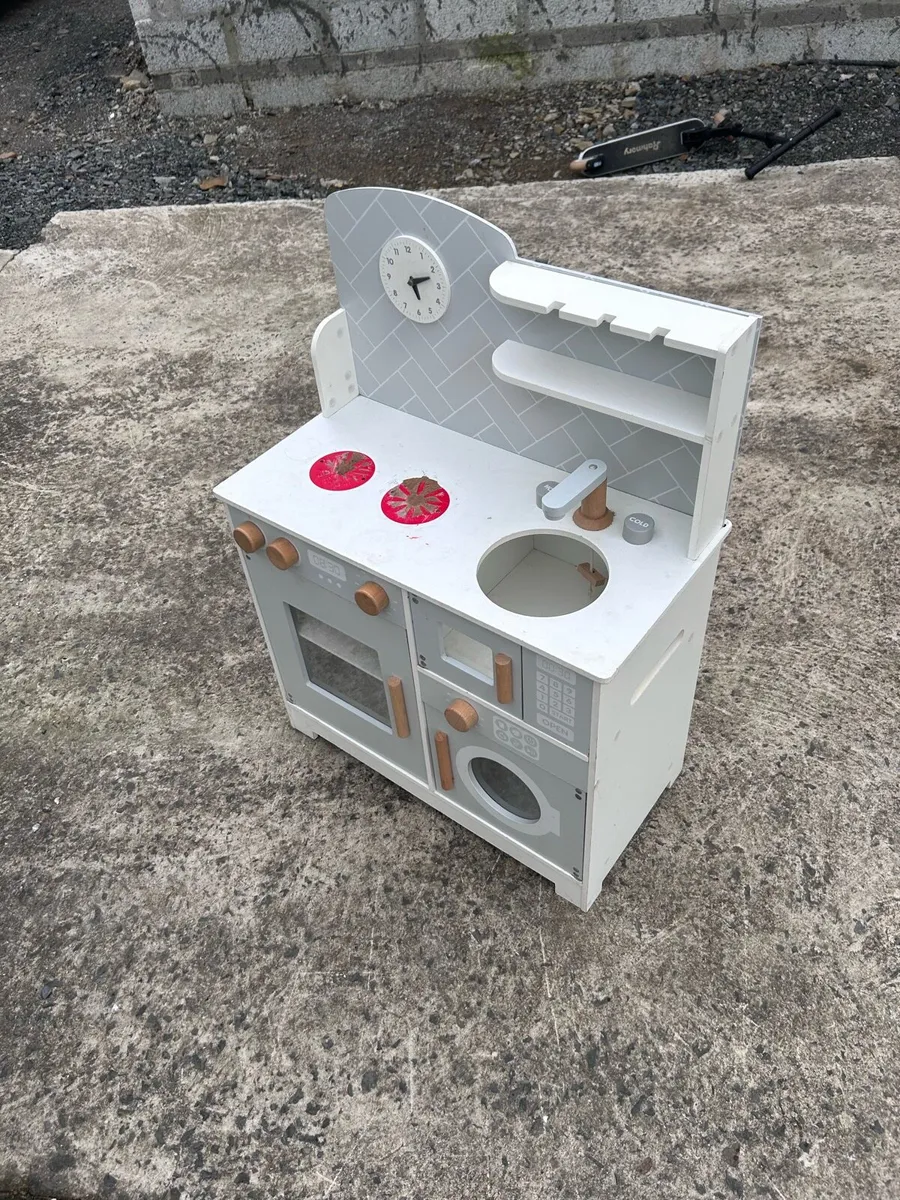 Wooden Kids Play Kitchen Set Oven, Sink & Stove - Image 3