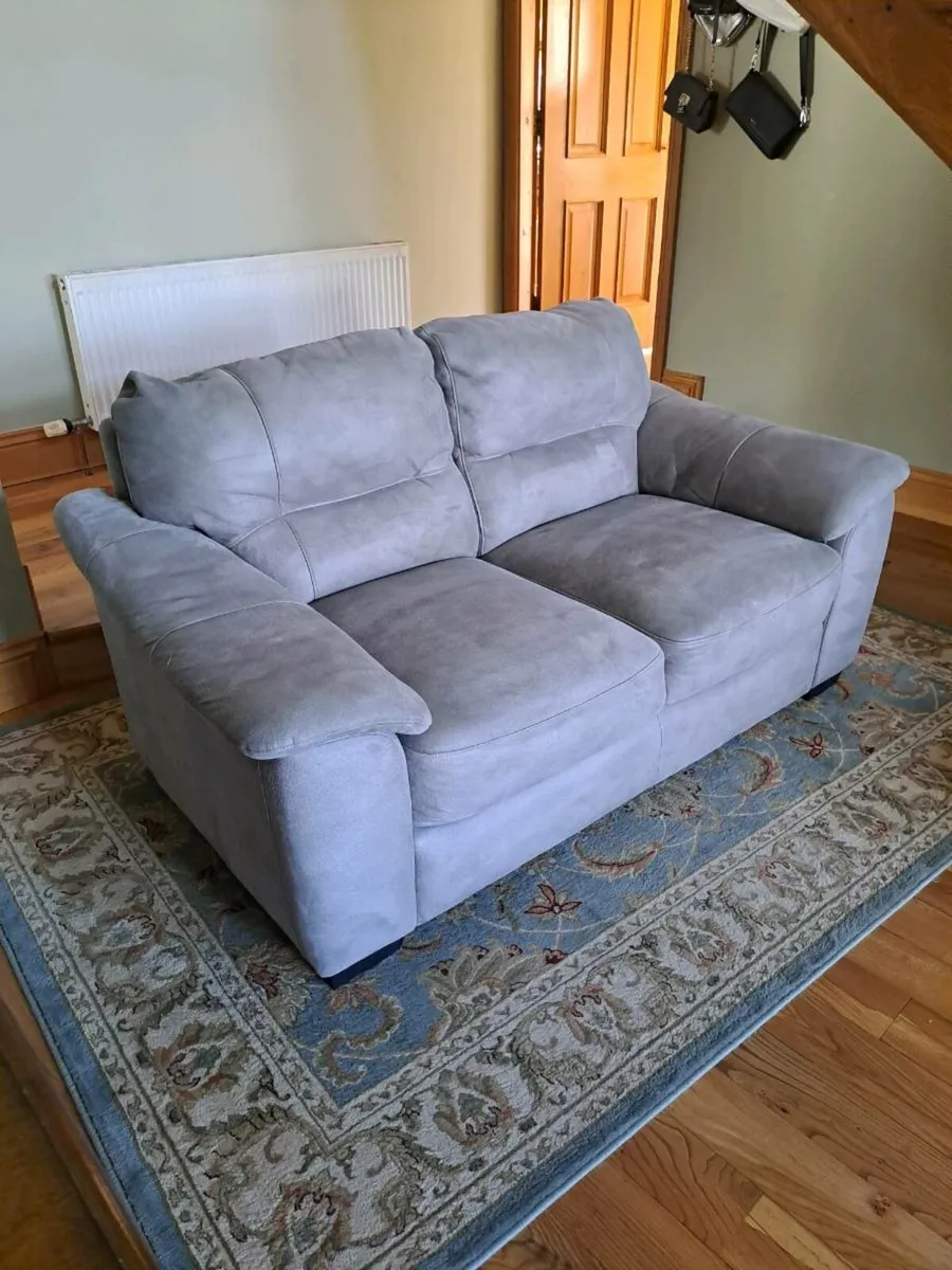 3 and 2 seater grey suede couches - Image 1