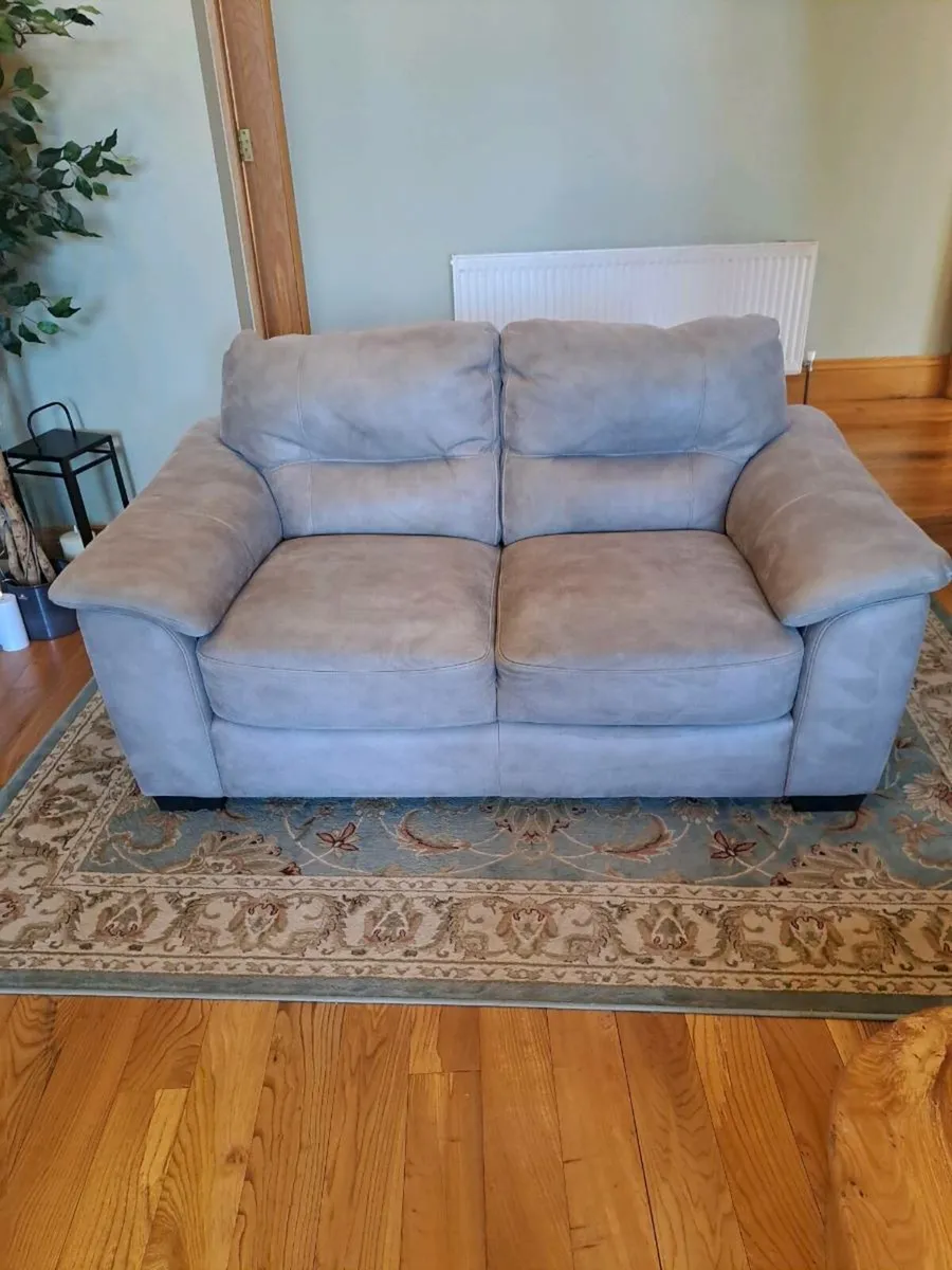 3 and 2 seater grey suede couches - Image 2