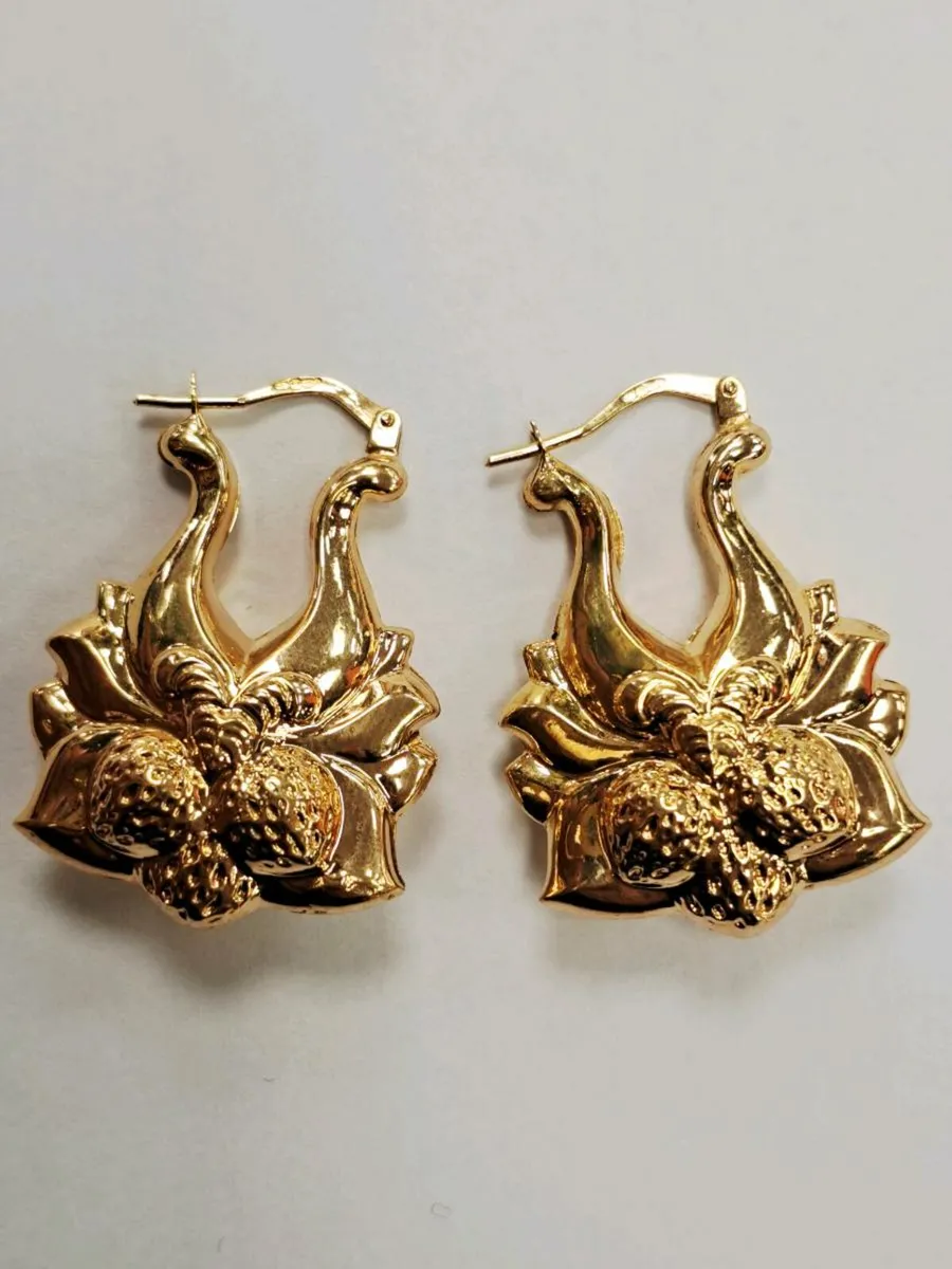 9K Gold Strawberry Earrings 9CT - Image 1