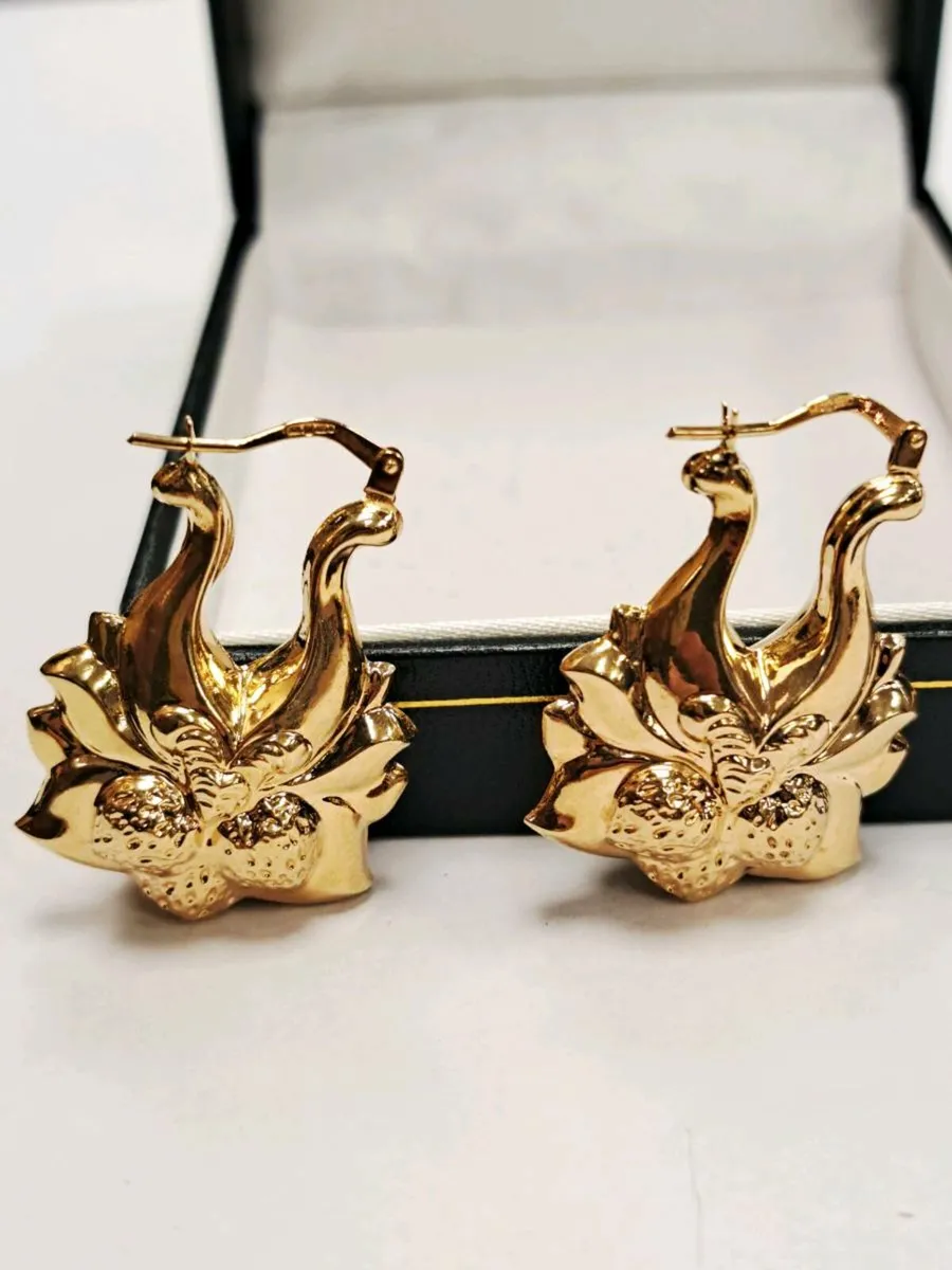 9K Gold Strawberry Earrings 9CT - Image 4