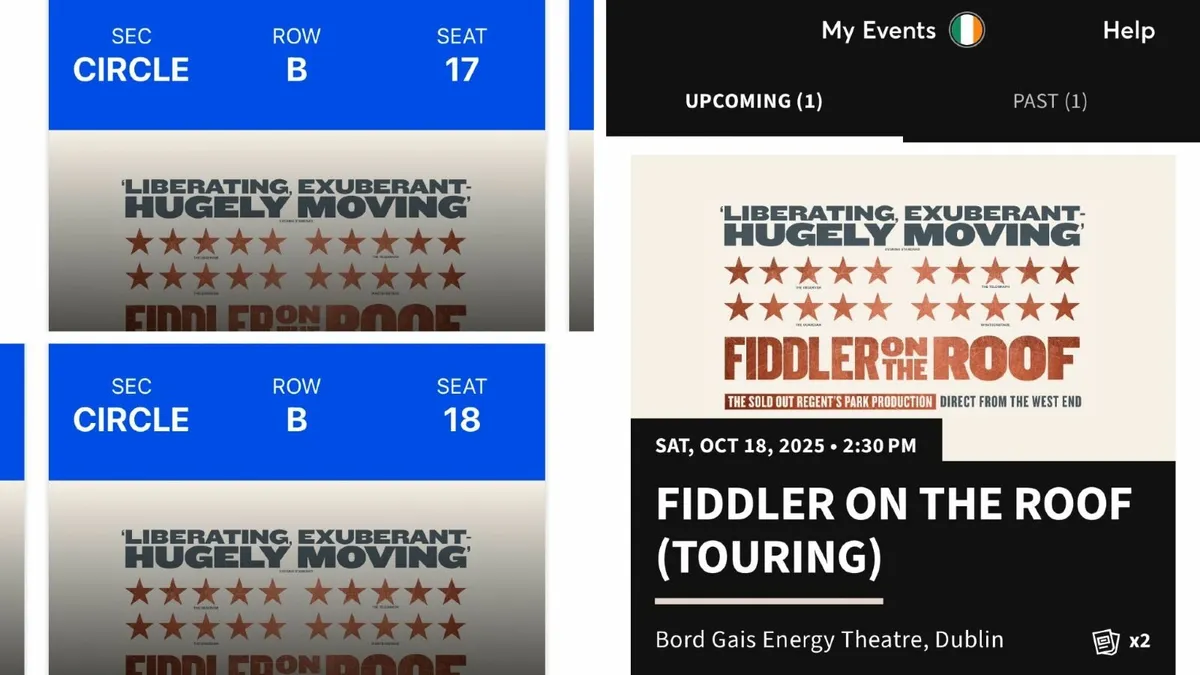 Fiddler on the Roof at the Bord Gais - 2 tickets - Image 1