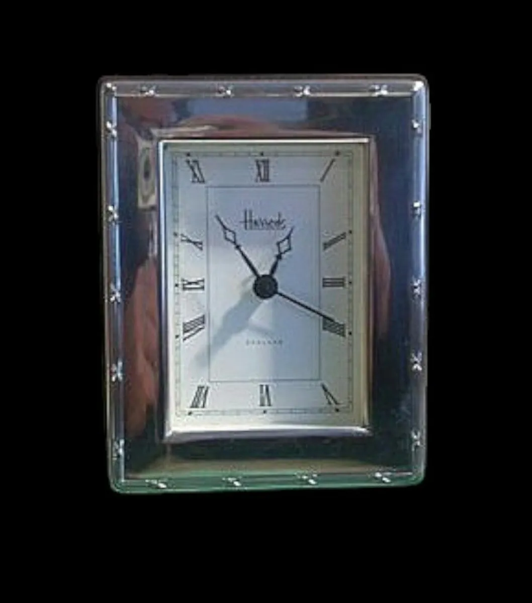 Vintage Harrods Silver Desk Clock - Image 1