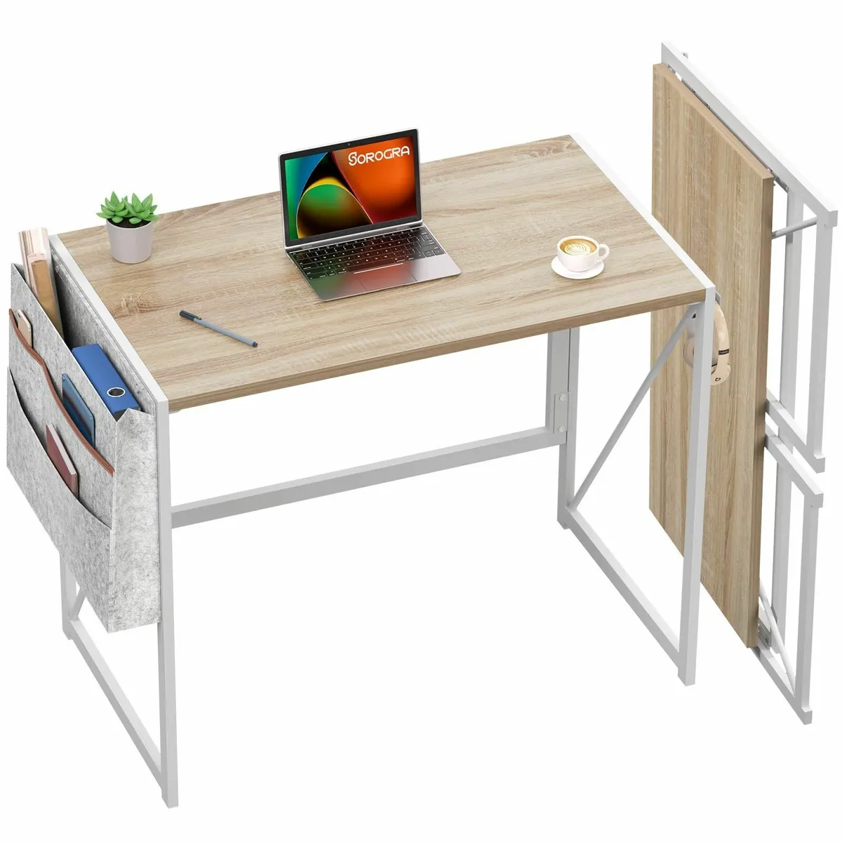 Small Folding Desk 80 cm Foldable Desks Storage Ba - Image 1