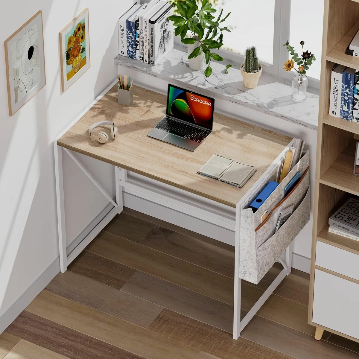 Small Folding Desk 80 cm Foldable Desks Storage Ba - Image 2