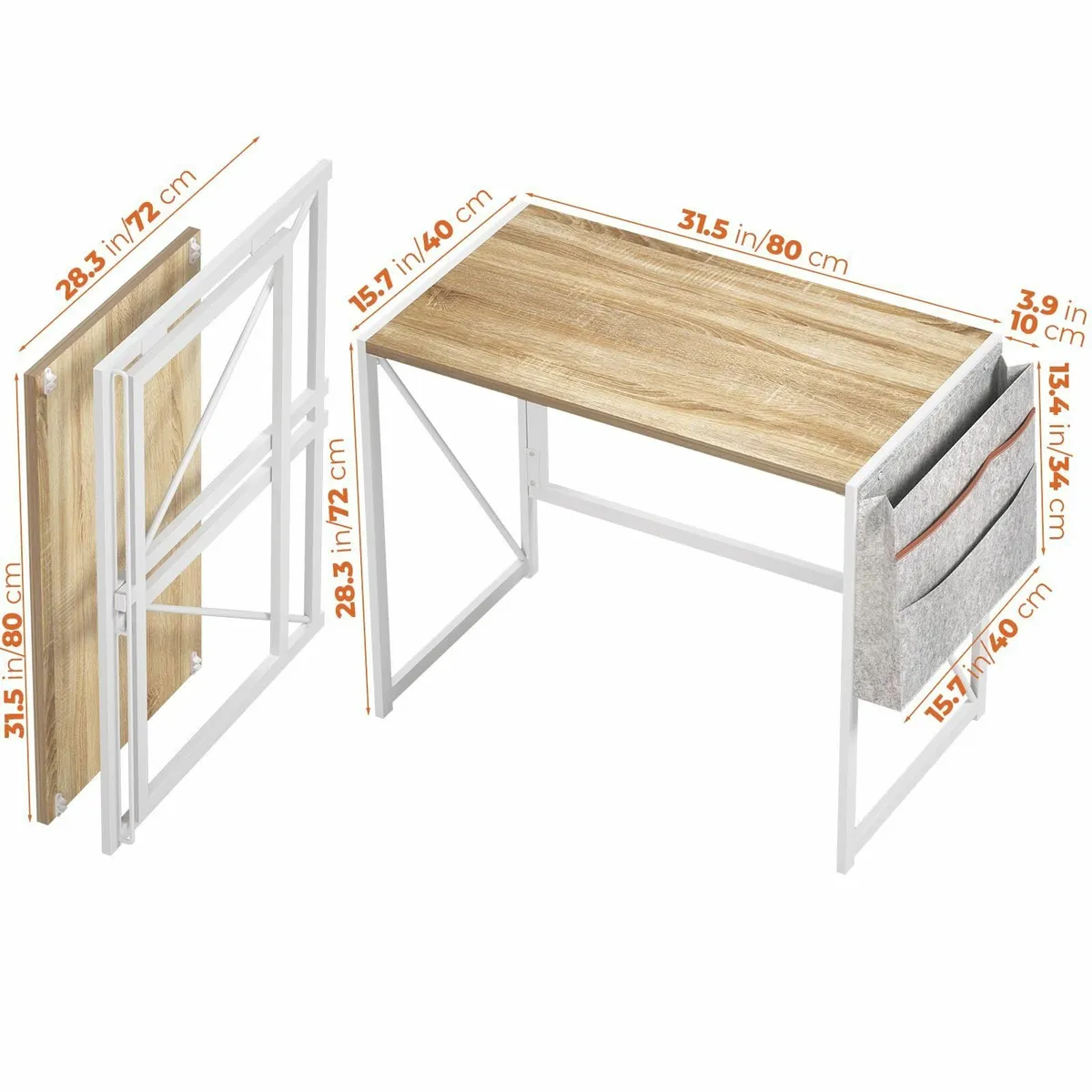 Small Folding Desk 80 cm Foldable Desks Storage Ba - Image 3