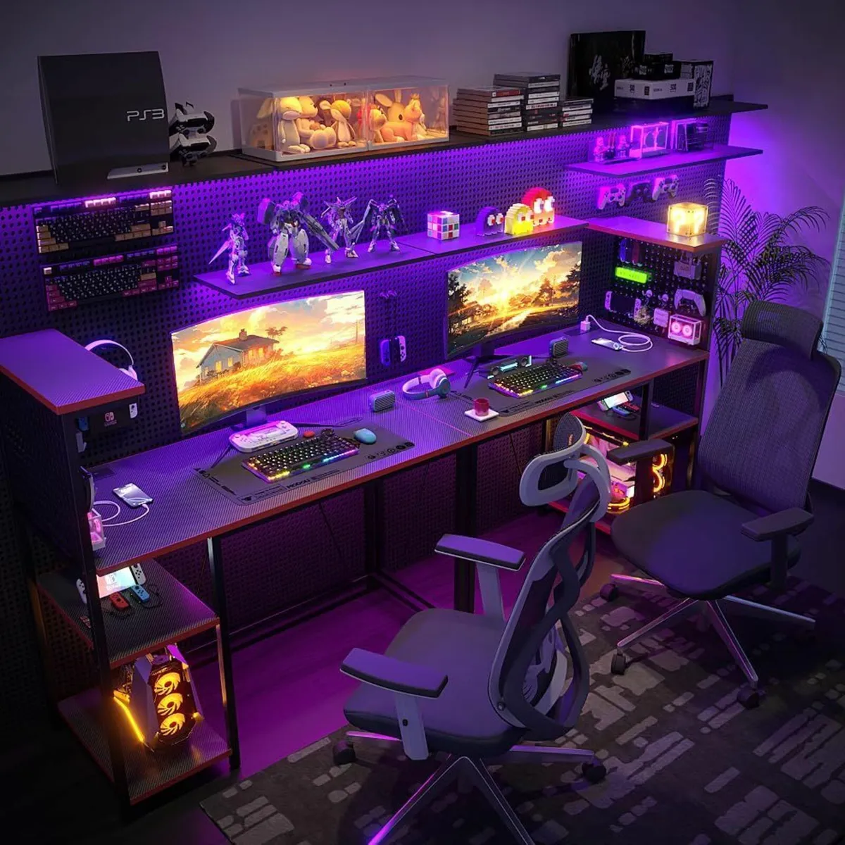 Gaming Desk 100 x 50 cm Pegboard & Power Outlet LE - Image 4