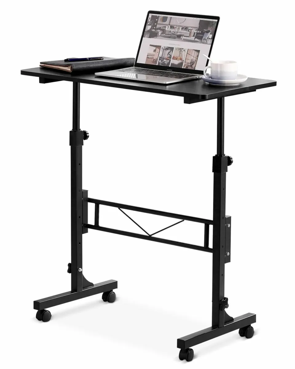Standing Desk Adjustable Height Mobile Stand Up Wh - Image 1