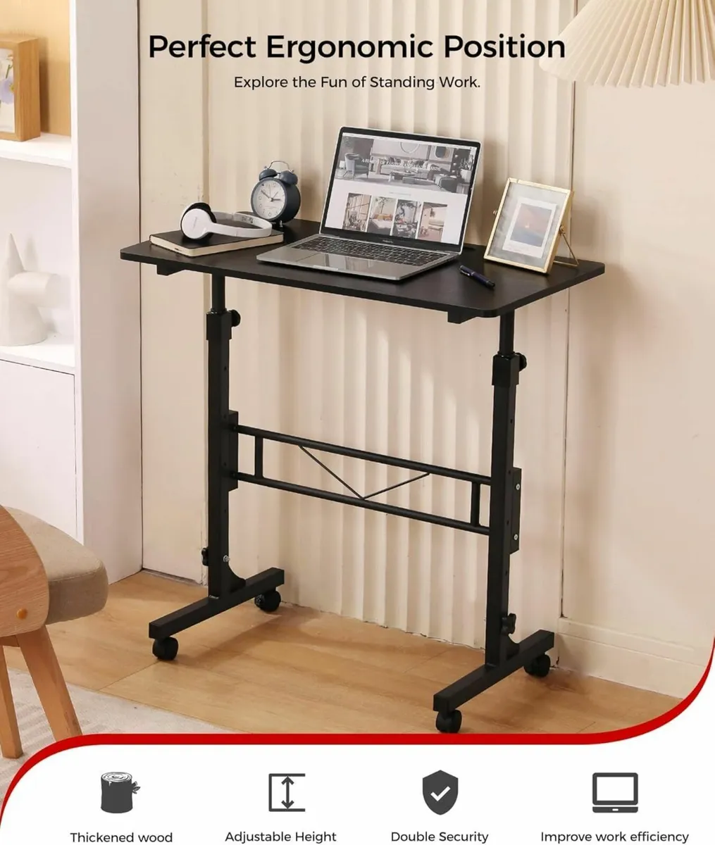 Standing Desk Adjustable Height Mobile Stand Up Wh - Image 2