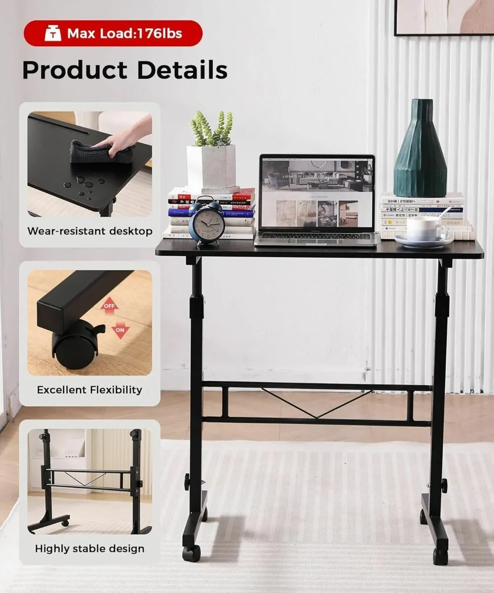 Standing Desk Adjustable Height Mobile Stand Up Wh - Image 4