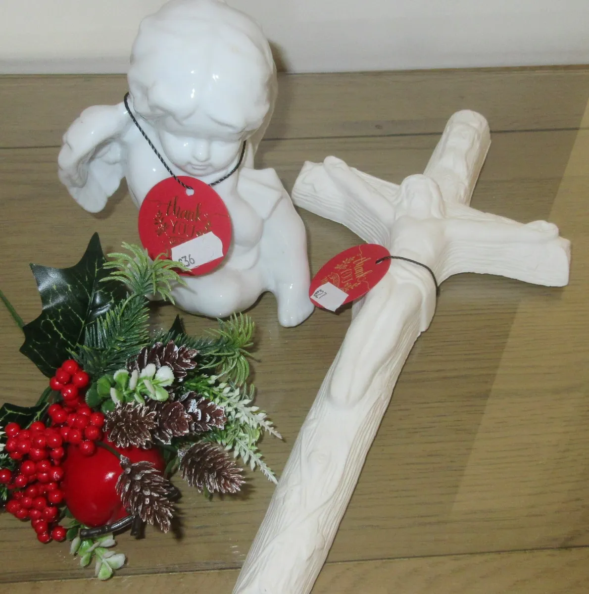 Vintage Angel Holy cross cupid Gift Religious - Image 1