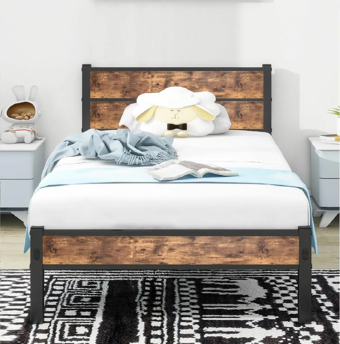 Single Bed Frame Wooden Headboard and Footboard Me - Image 1