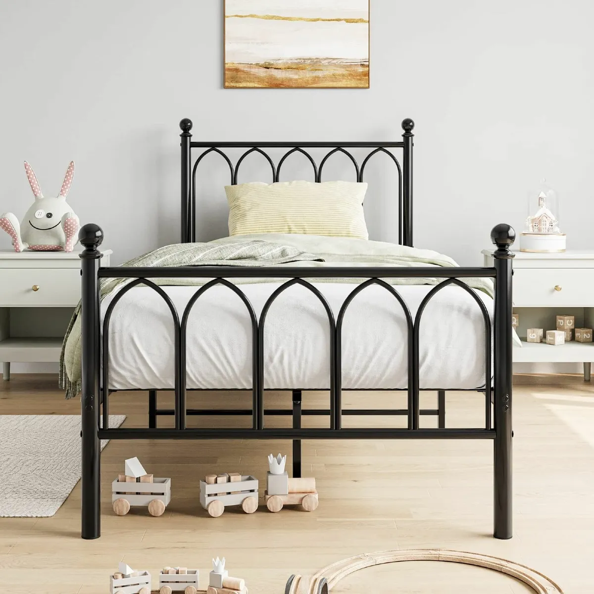 Single Metal Bed Frame 90 x 190 cm Headboard and F - Image 1