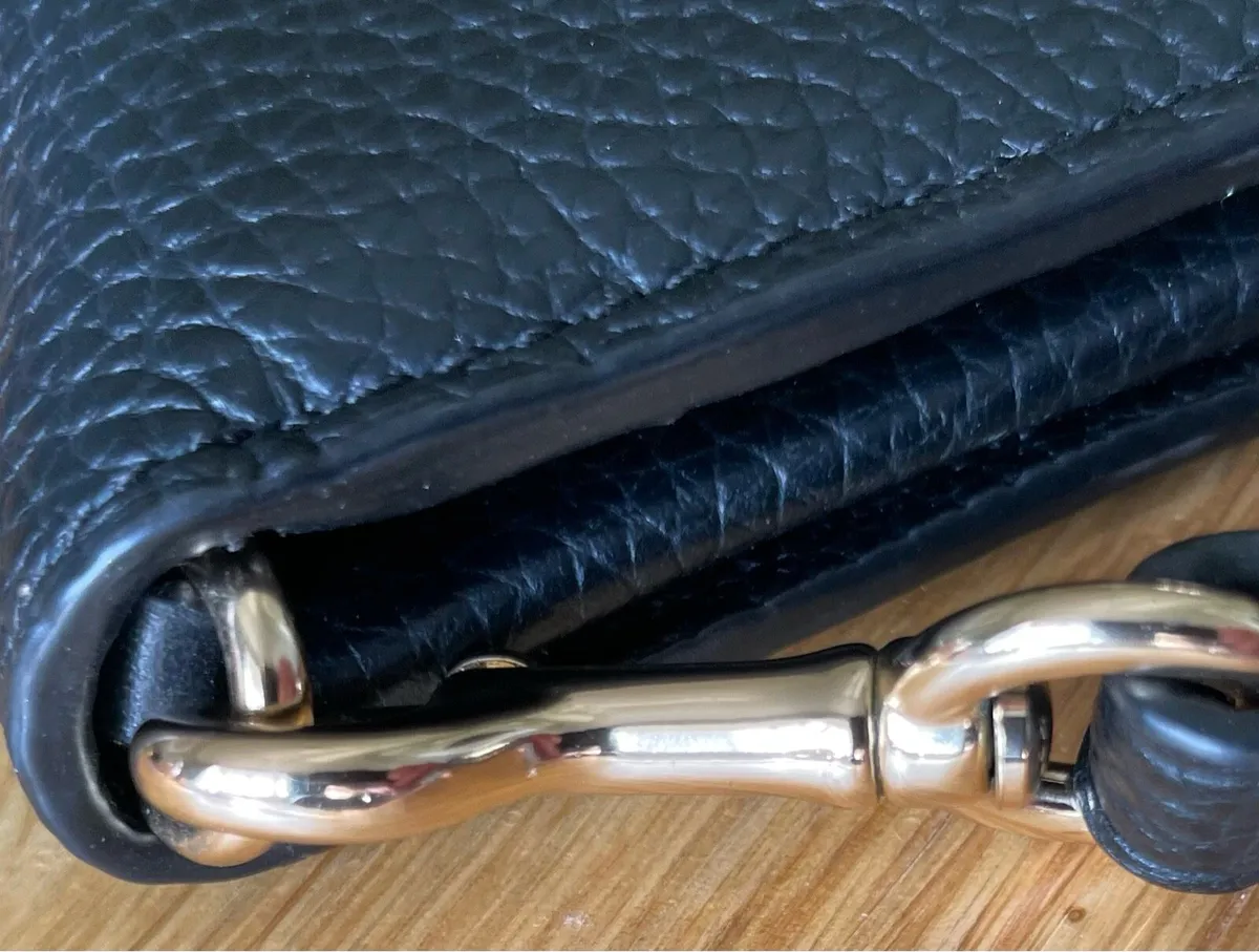 Coach Pebbled Black Leather Phone Wristlet Wallet - Image 4